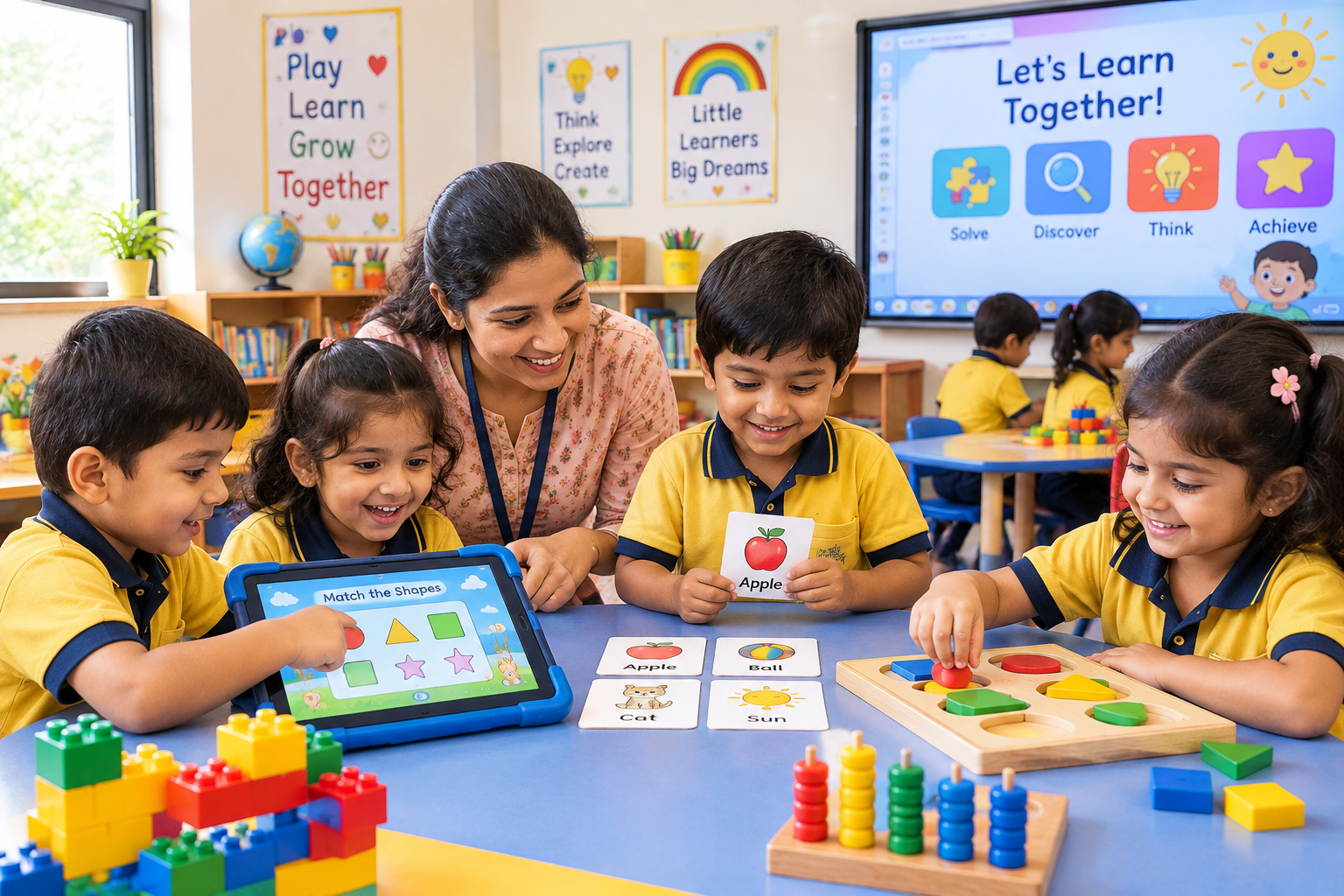 Children learning through interactive games